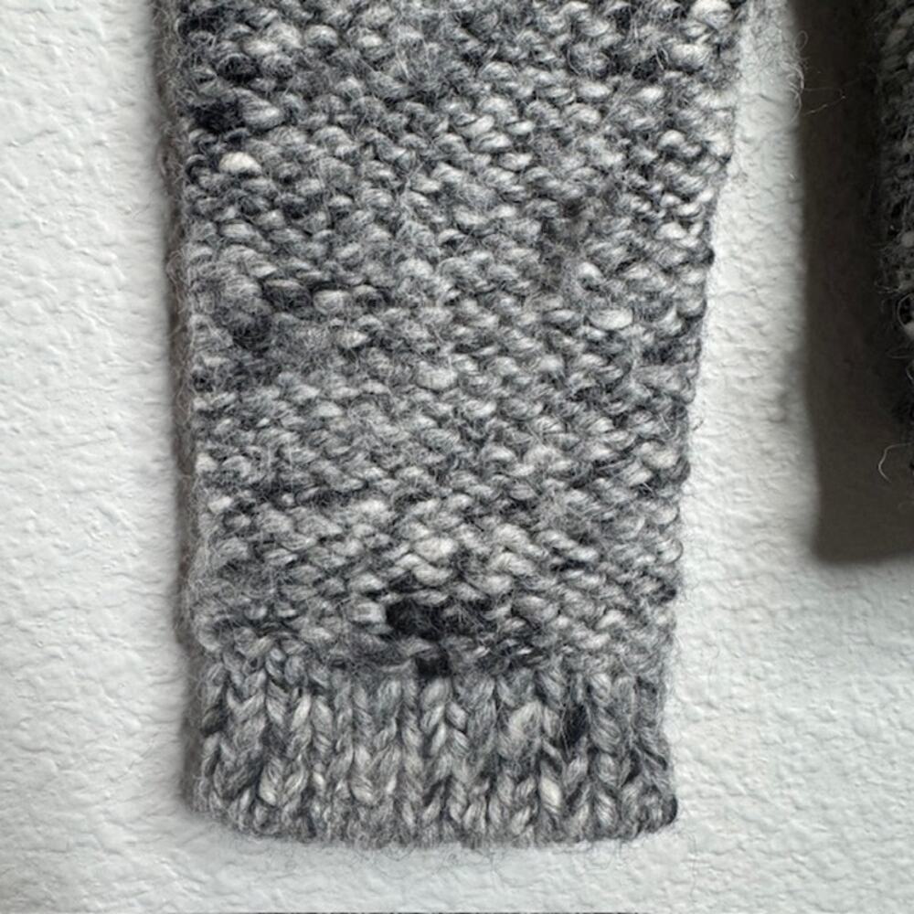 Burns Gray Marled Cable Knit Sweater Small Wool Alpaca Funnel Neck Cozy - Picture 5 of 15